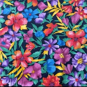 Vintage 1990s Tropical Floral Soft Jersey Cotton Fabric Stretch 1 yard L x 60" W